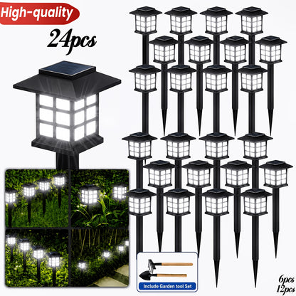 24pcs Solar Outdoor Lights, IP54 Wateproof Street Lights, LED Landscape Garden Lights, Ideal for Paths, Driveways, Patios, Perfect for Thanksgiving, Christmas, And Father's Day Gifts Available In 12/6pcs Random Colors Only