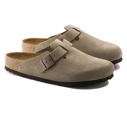 Birkenstock Womens Boston Soft Footbed Sandals - Taupe Suede