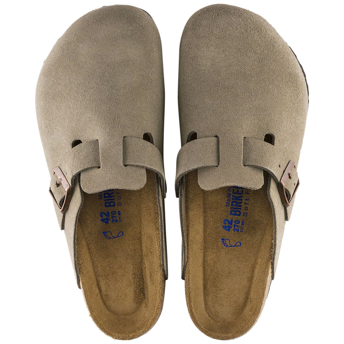 Birkenstock Womens Boston Soft Footbed Sandals - Taupe Suede