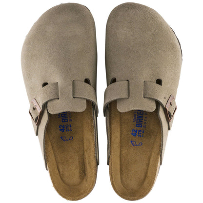 Birkenstock Womens Boston Soft Footbed Sandals - Taupe Suede