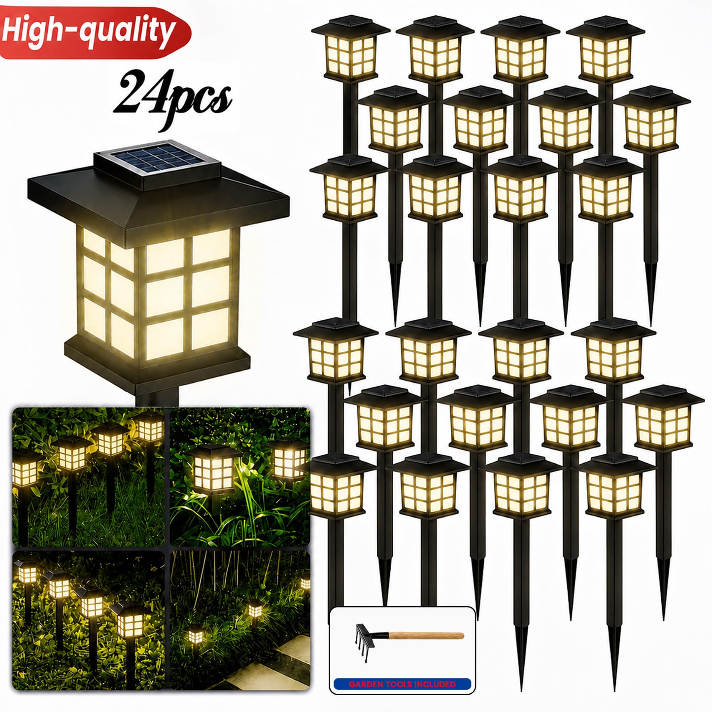 24pcs Solar Outdoor Lights, IP54 Wateproof Street Lights, LED Landscape Garden Lights, Ideal for Paths, Driveways, Patios, Perfect for Thanksgiving, Christmas, And Father's Day Gifts Available In 12/6pcs Random Colors Only