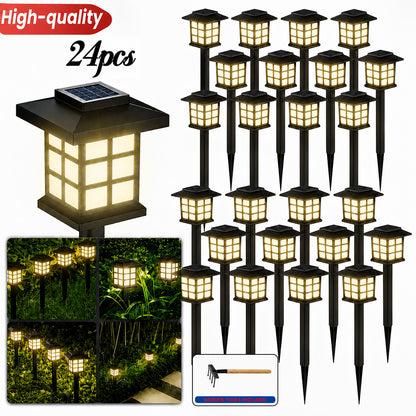 24pcs Solar Outdoor Lights, IP54 Wateproof Street Lights, LED Landscape Garden Lights, Ideal for Paths, Driveways, Patios, Perfect for Thanksgiving, Christmas, And Father's Day Gifts Available In 12/6pcs Random Colors Only