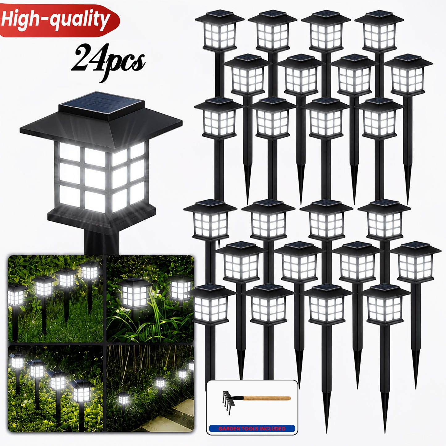 24pcs Solar Outdoor Lights, IP54 Wateproof Street Lights, LED Landscape Garden Lights, Ideal for Paths, Driveways, Patios, Perfect for Thanksgiving, Christmas, And Father's Day Gifts Available In 12/6pcs Random Colors Only