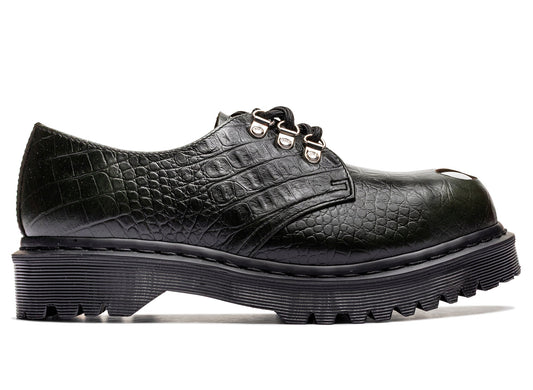 Dr. Martens Crocodile 1461 Bex Steel Toe Leather Shoes in Forest Green